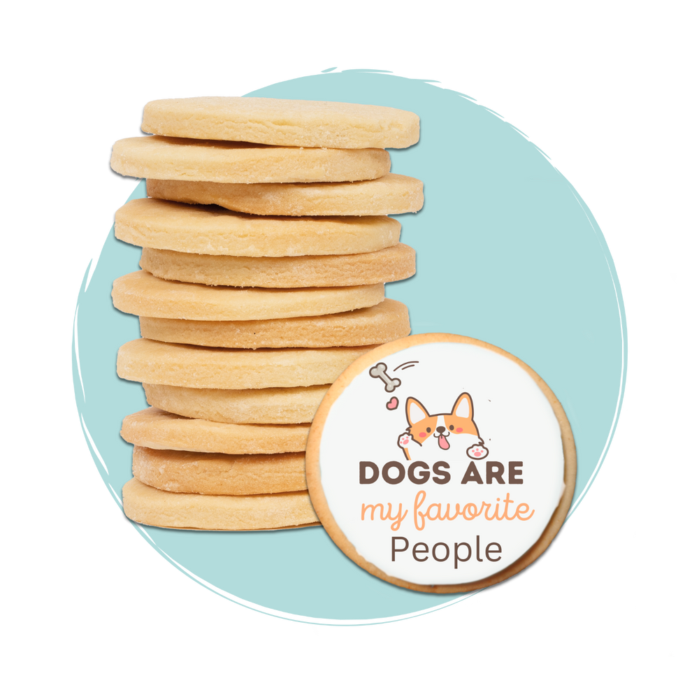 Veganer Keks mit dem Lebensmitteldruck „Dogs are my favourite people“.